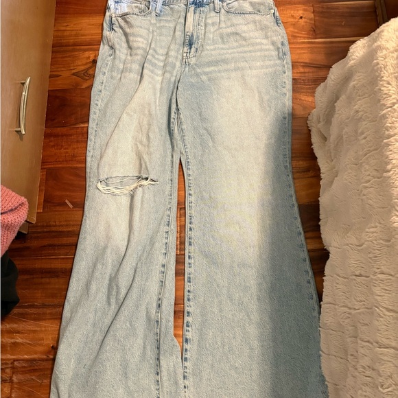 NWT Madewell baggy flare w33 Light Blue Distressed Women's Jeans - Picture 1 of 5